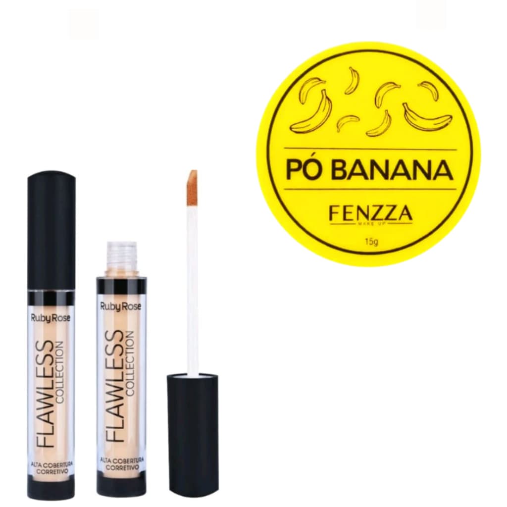 Pó Banana Fenzza Finalizador + Corretivo Ruby Rose Flawless Kit