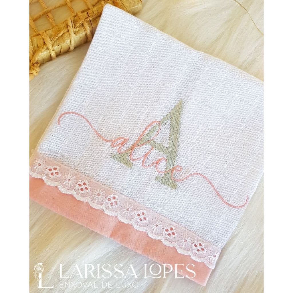 FRALDA DE BOCA/OMBRO/PASSEIO BORDADA PERSONALIZADA -QUALIDADE PREMIUM - Modelo Básica