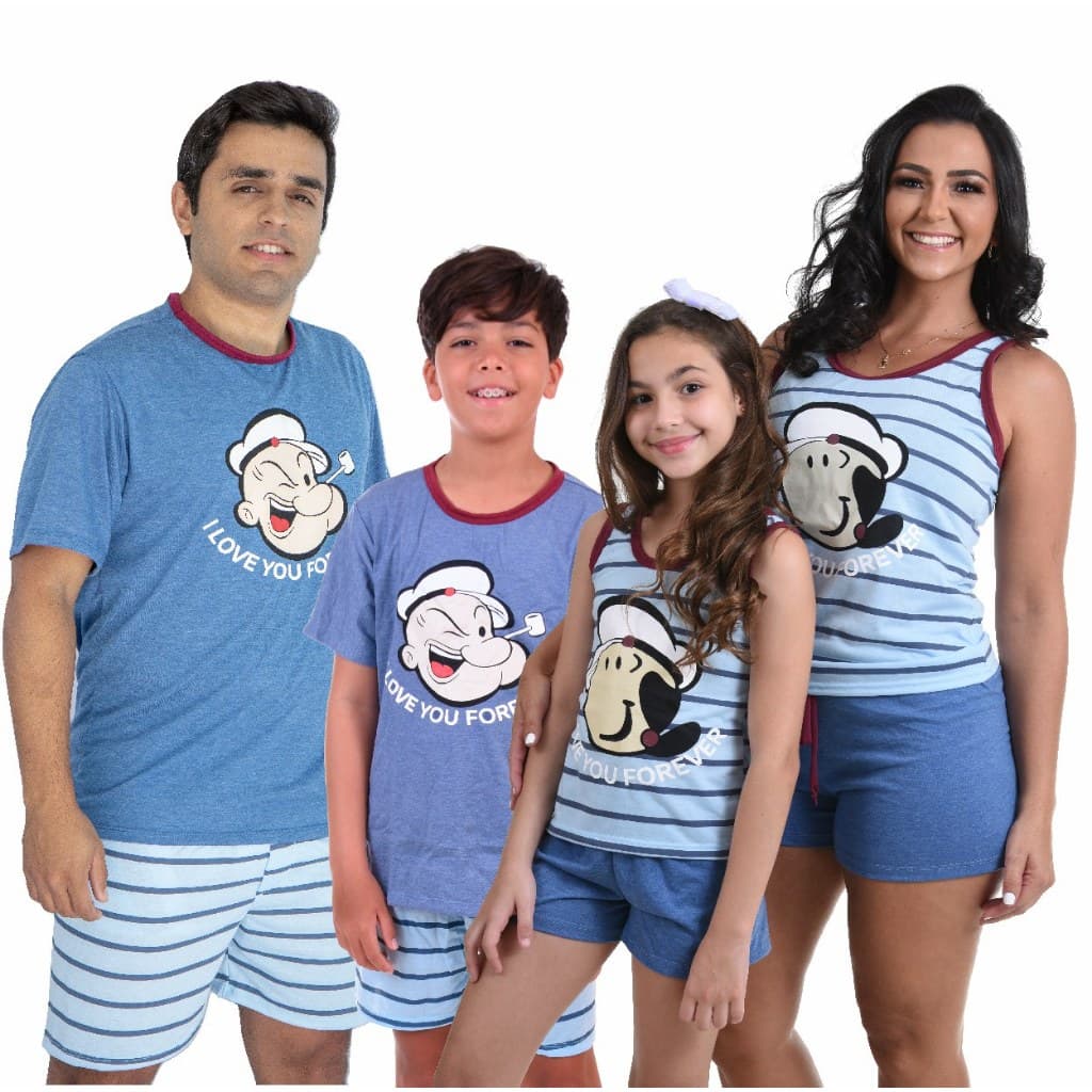 Kit 3 Peças Familia Combinado Natalino Curto Adulto e Infantil Natal