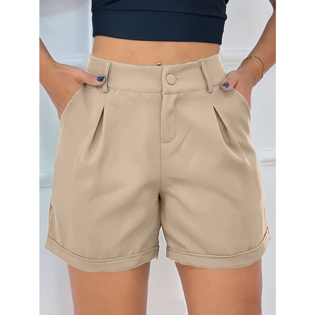 Short Alfaiataria Feminino Elegante Bolso e Barra