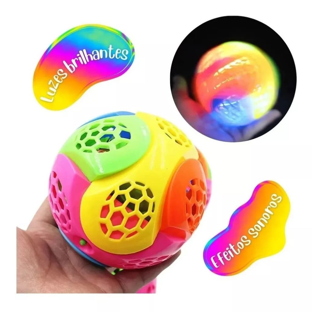 Brinquedo Bola Maluca Eletrônico Colorido Pula Com Luz E Som
