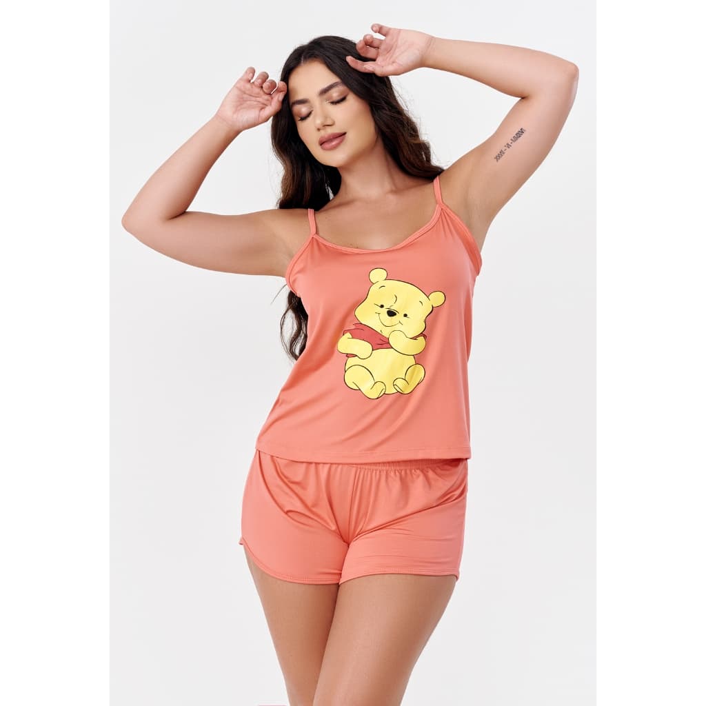 Pijama Virginia Cropped Ondinha Personagens Baby Doll Short Dool Verão