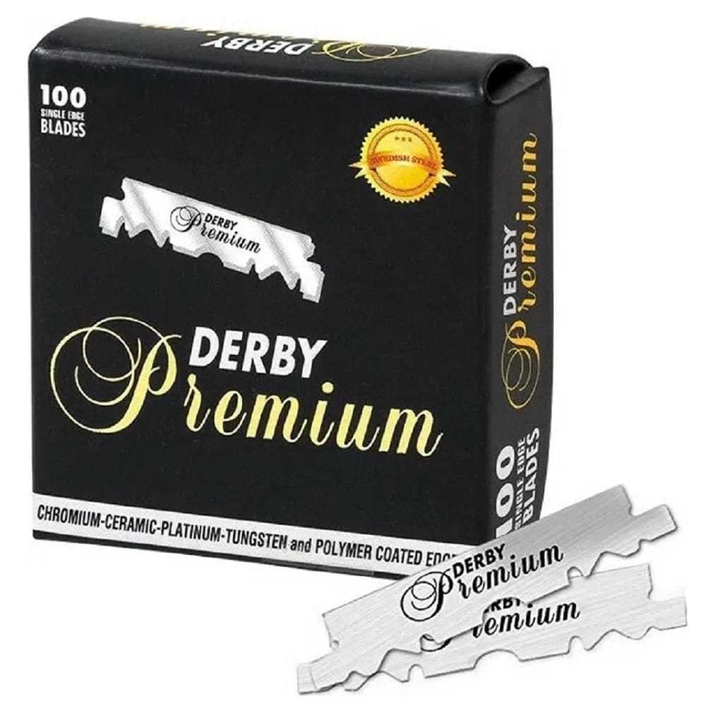 Laminas Derby Premium de Meia Contem 100 laminas cortadas