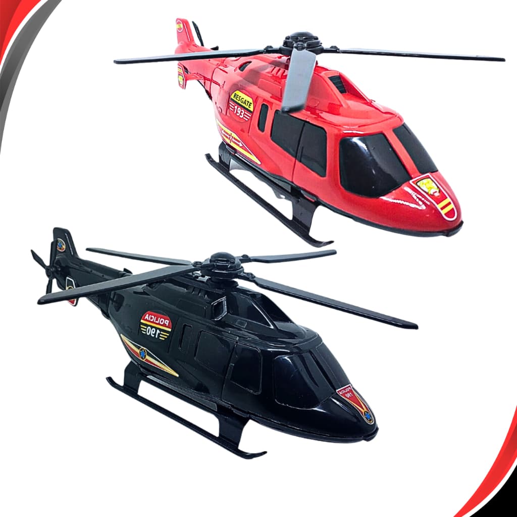 Kit 2 Helicopteros de Brinquedo Bombeiro E Polícia Diversão Garantida