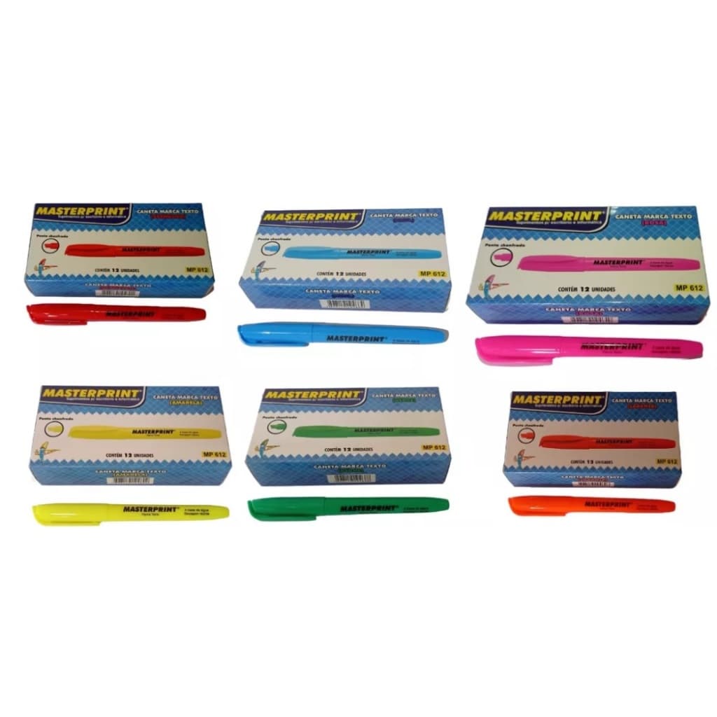 Caneta Marca Texto Masterprint Mp 612  Caixa Com 12