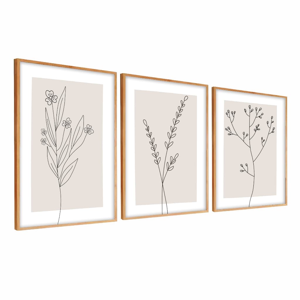 Conjunto Quadros Decorativos Moldura 50x70 cm Sala Quarto Moderno Sala