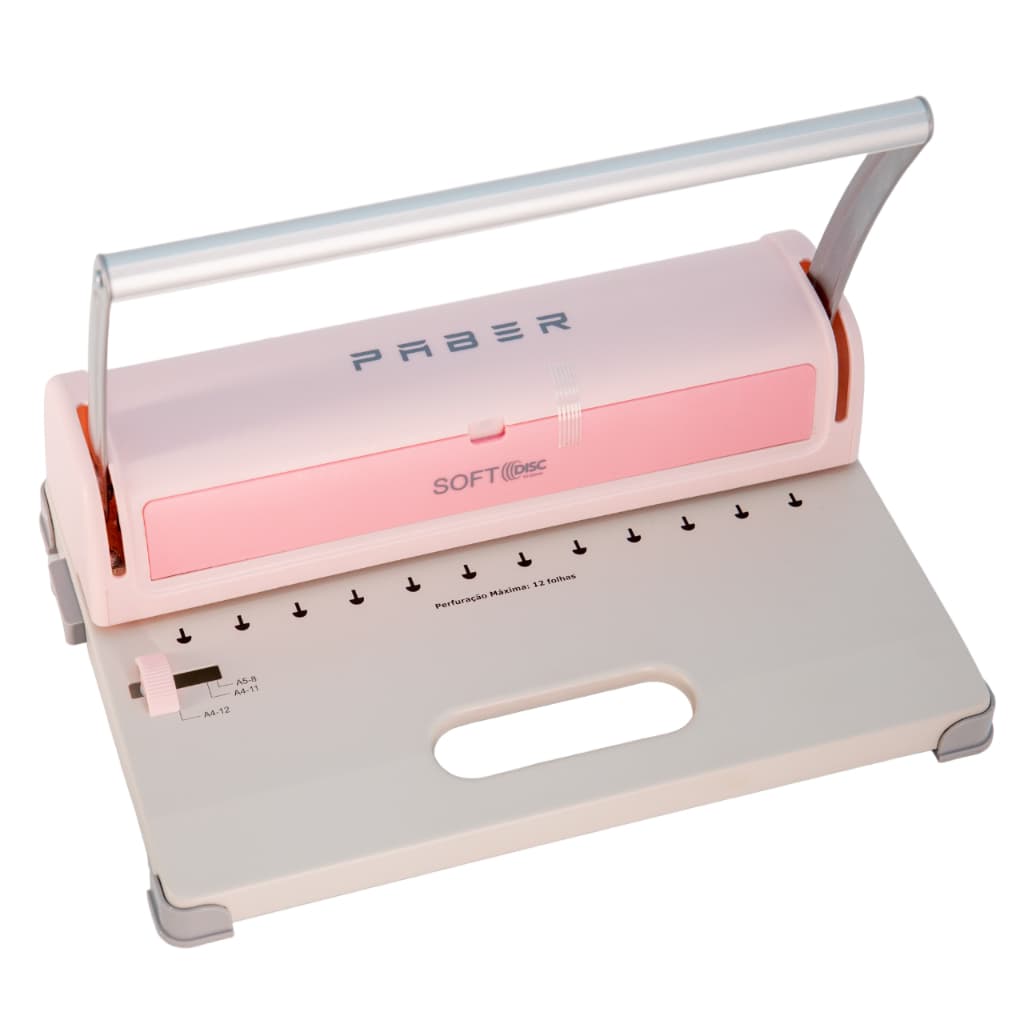 Encadernadora de DISCO Cogumelo Soft Disc A4 12 Furos Paber ROSA