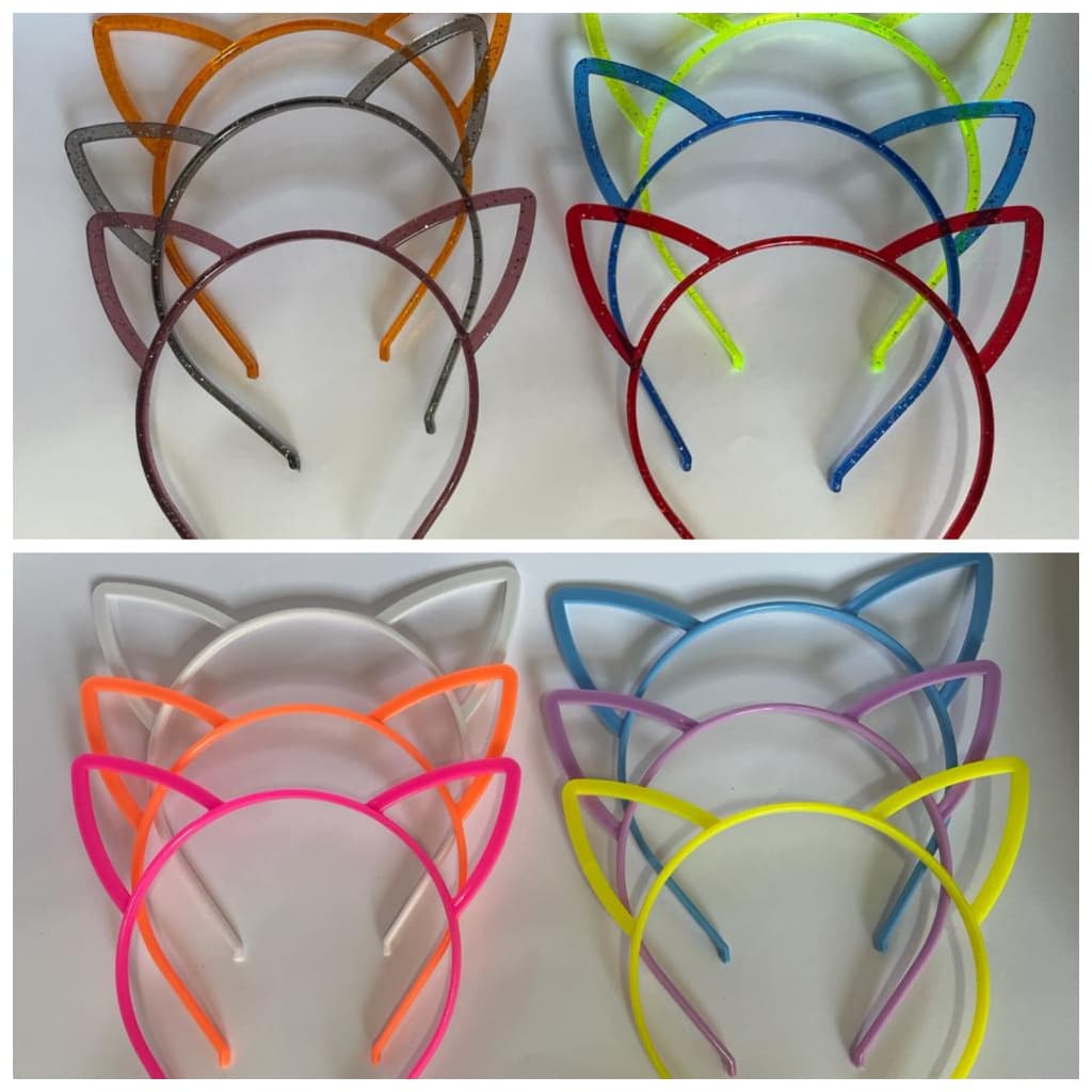 Kit 6 Tiaras Gatinho Infantil e Adulto