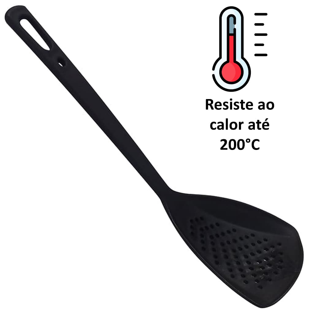 Escumadeira Para Frituras De Nylon (Para Alta Temperatura) Suporta Até 200°