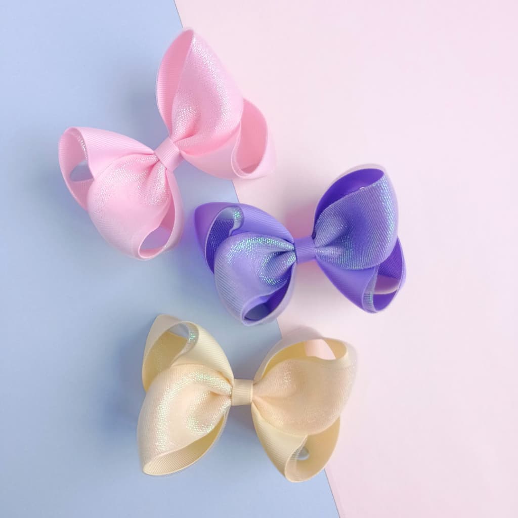 Lacinhos com bico de pato - Laços de cabelo infantil menina - Laço Júlia c/ Organza