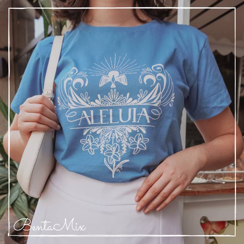 TSHIRT “ Aleluia - Pomba paz / Espírito Santo “ Camiseta feminina básica modinha cristã católica evangélica bíblica