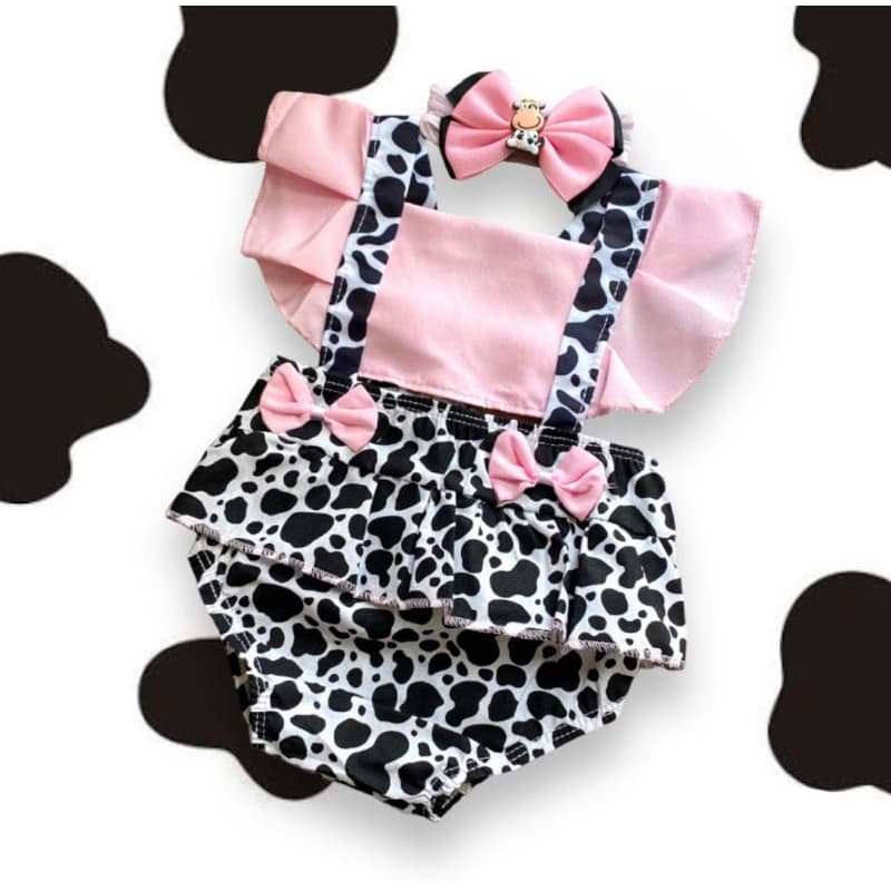 Romper Jardineira Bebê Menina Mesversario Luxo + Laço