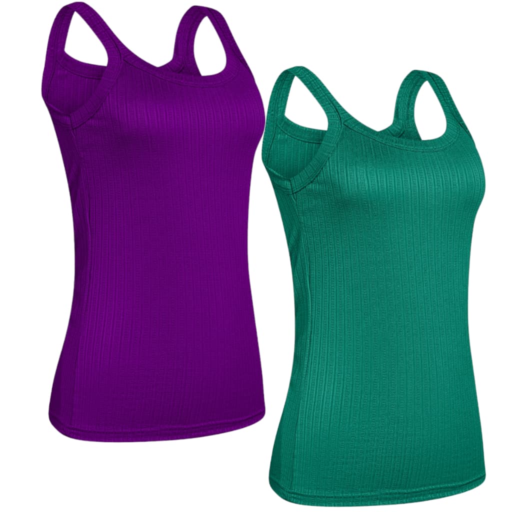 Kit 2 Blusas Feminina Blusa Blusinha Feminina Alça Fina Canelada S/ Bojo Novidade