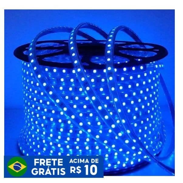 1 a 10 Metros Fita Mangueira Led  Azul 110v/220v de + Fonte de Alimentação/Rabicho