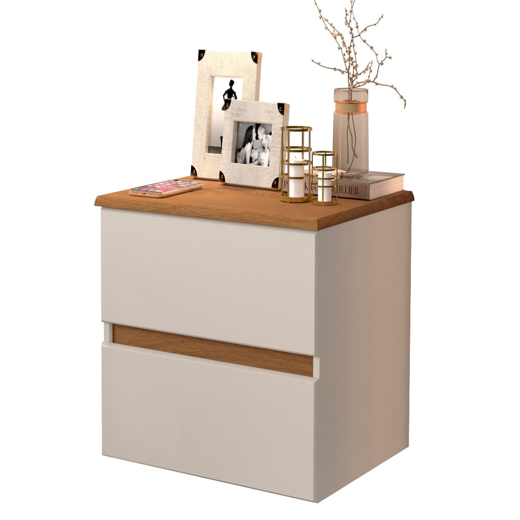 Mesa De Cabeceira Tóquio 30 Cm Mini Suspenso 2 Gavetas