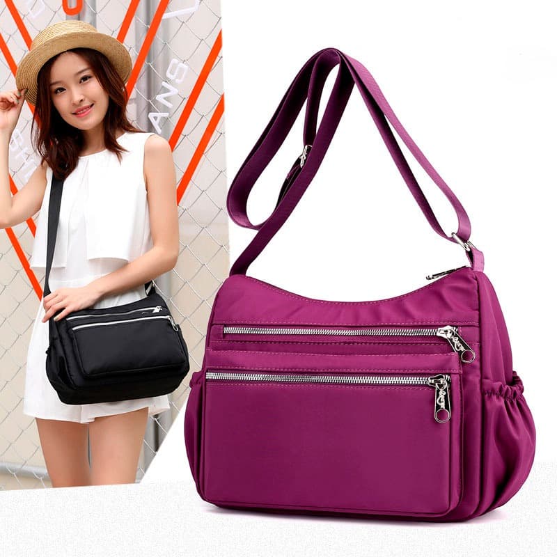 Bolsa de Nylon Impermeável  Moda Feminina Bolsa de Ombro Simples Bolsa Casual Bolsa