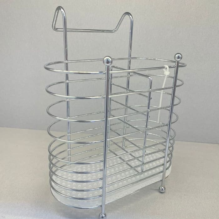 Porta Talheres 15,5x20x10cm Cromado E Alça Encaixável Talher Super resistente Organizadores Top Útil