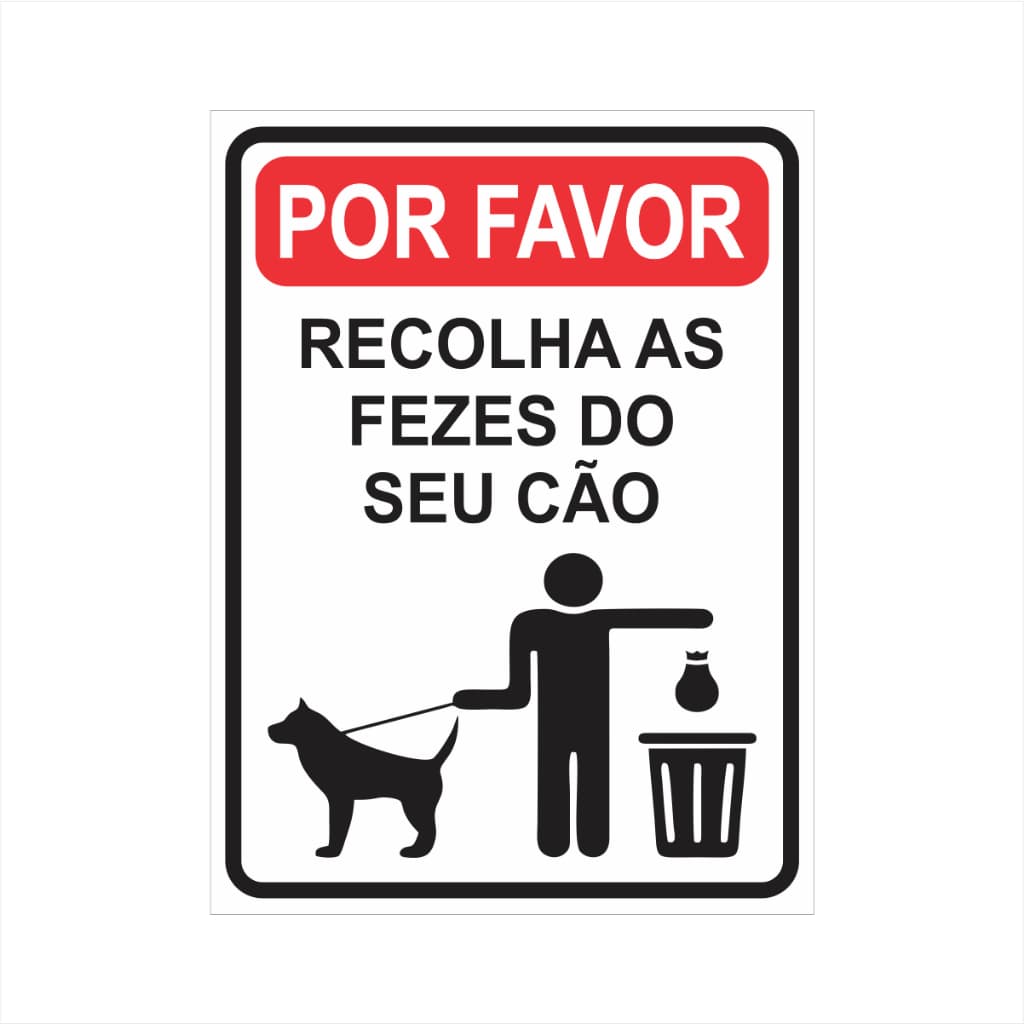 Placa Por Favor Recolha As Fezes Do Seu Cão Placa 30x20cm