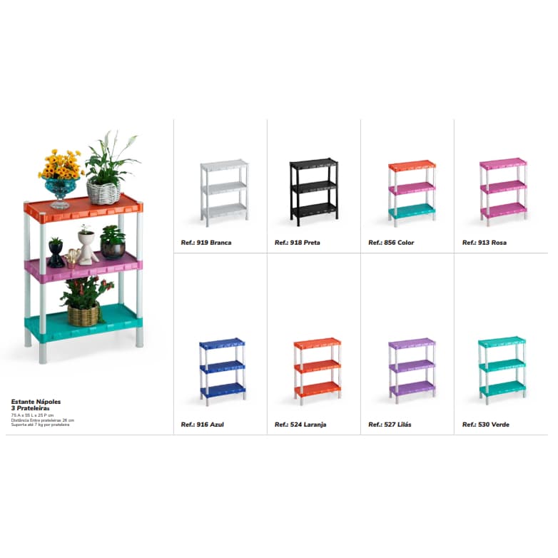 Estante Prateleira Modular Multiuso Organizadora Plástico com 3 Prateleiras - COM PEZINHOS - Agraplast