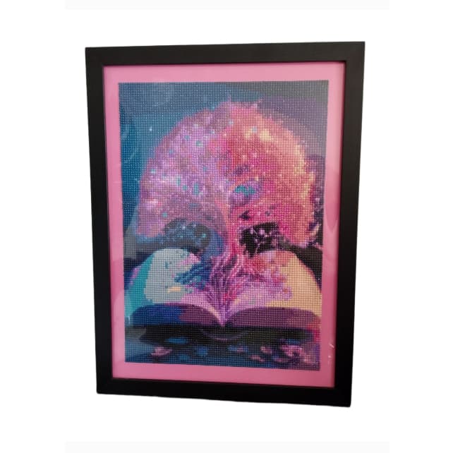 Quadro Arvore da Vida Pintura Diamante com Moldura preta