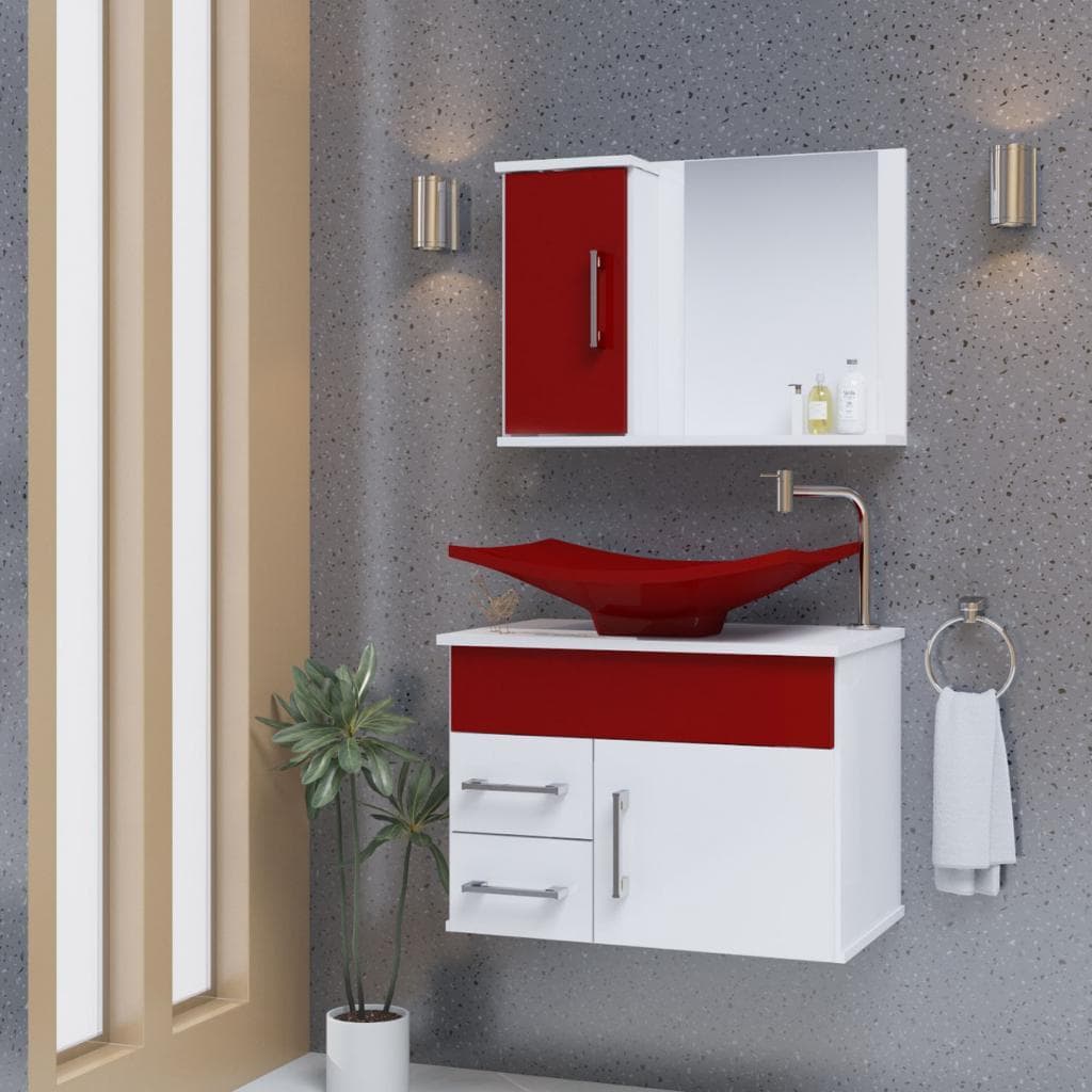 Conjunto Turin MDF gabinete de banheiro com pia e espelheira