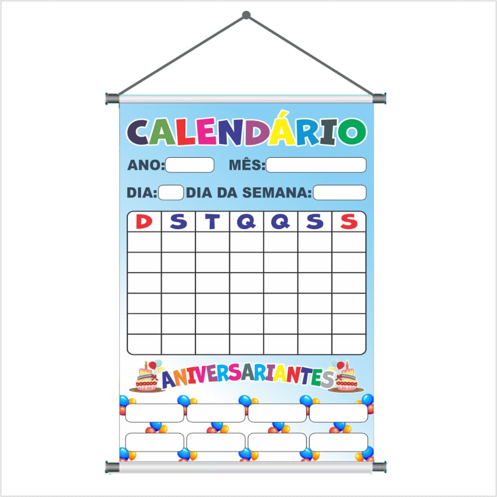 Banner Pedagógico Calendário Banner Escolar Várias Medidas
