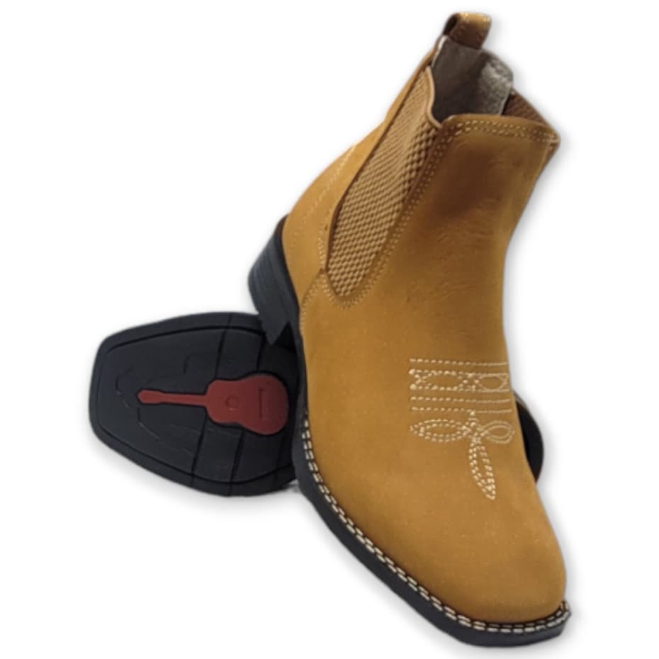 Bota Botina Texana Masculina Infantil Menino Cano Curto em Couro, Botina Country Menino