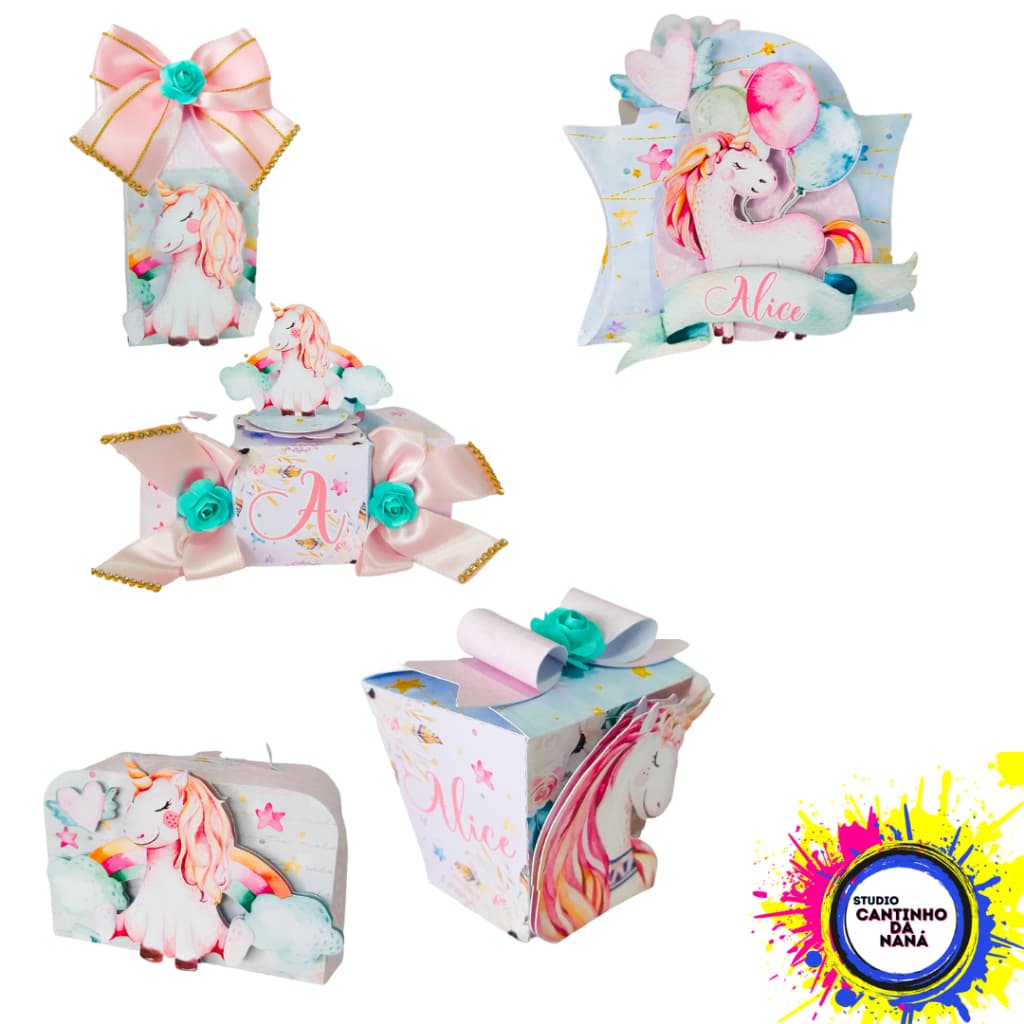 Kit Festa Aniversário Unicórnio Menina Arco Iris Personalizados