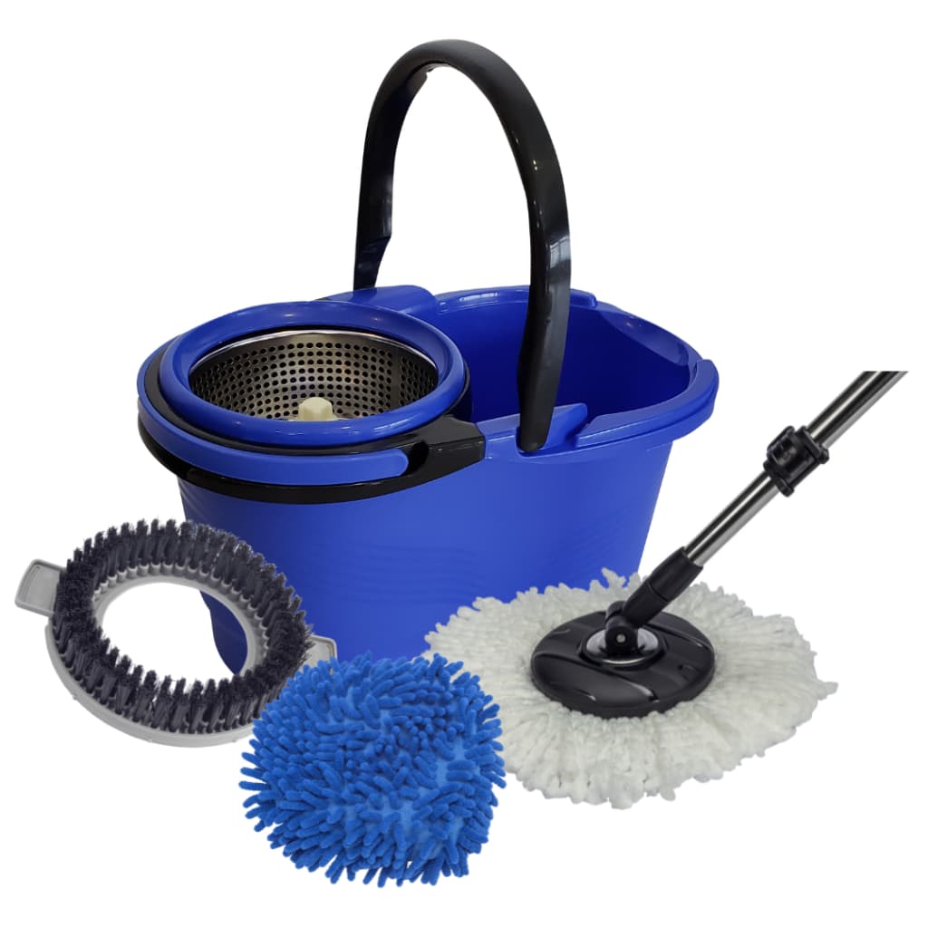 Mop c/ alça Giratorio 360 3 Tipos Esfregao Cesto Inox resistente Limpeza Pisos revestimentos porcelanato cabo regulavel