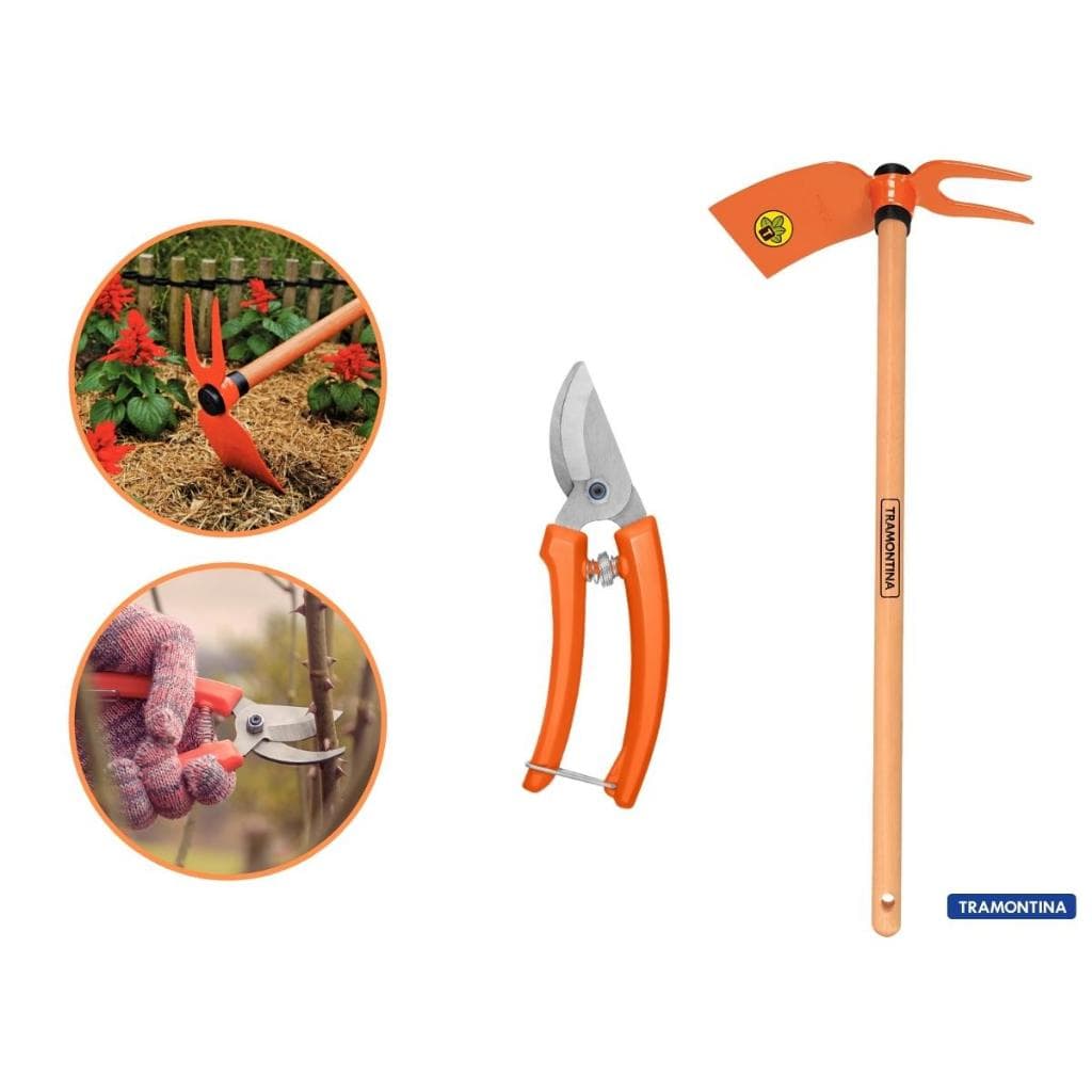 Conjunto Jardinagem 2 peças Tesoura Poda e Sacho Duas Pontas Tramontina