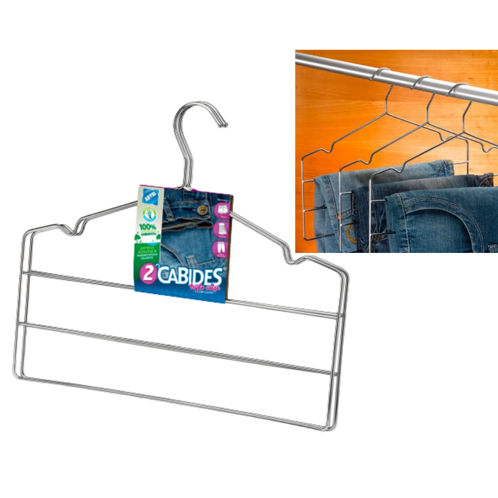 Conjunto Cabide Triplo p/ Calças com Cavas Cromado Resistente Arthi