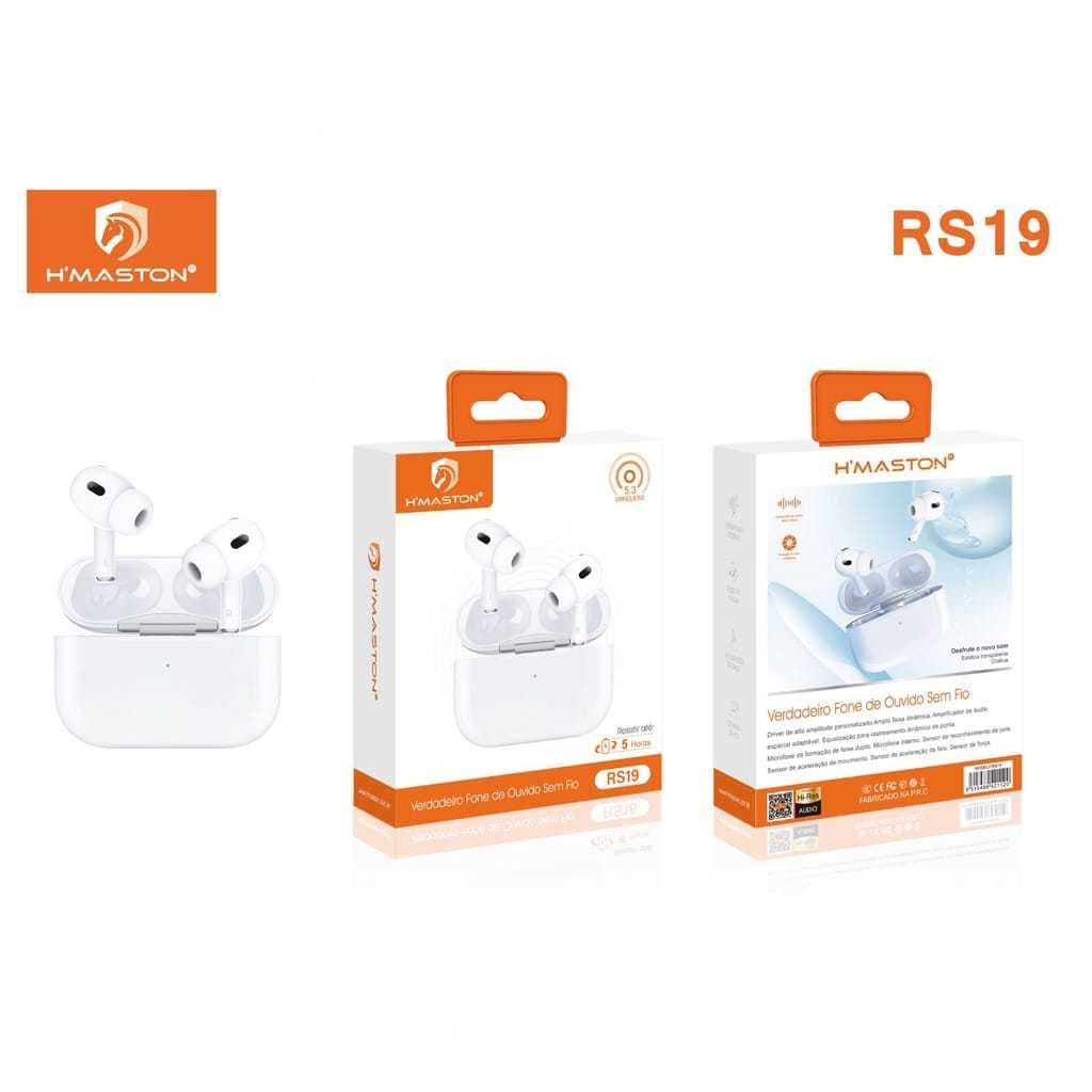 Fone De Ouvido ORIGINAL H'maston RS19 Bluetooth Com Super Promoção (DURA 5 HORAS DE USO CONTÍNUO) - ENVIO IMEDIATO