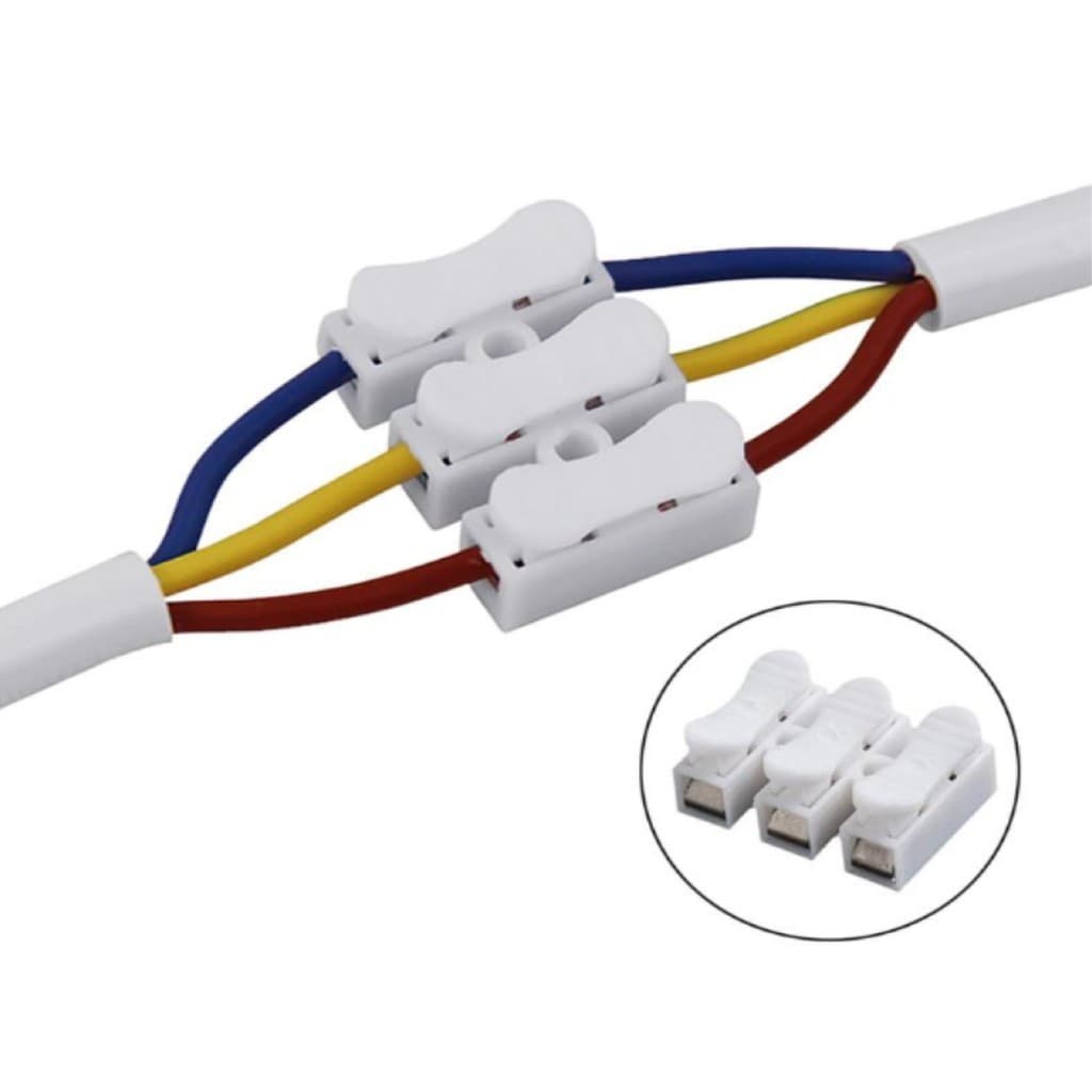 10/20 x Conector de Pressão TRIPLO Emenda Sem Solda TRIPLO branco Para Fios Engate Rápido de 3 vias