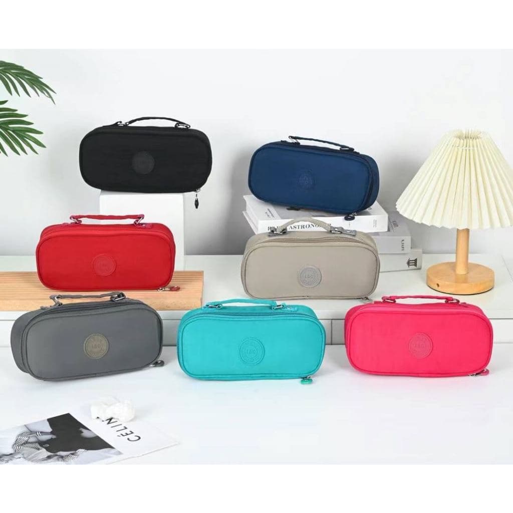 Estojo Organizador Escolar Juvenil Box Nylon Tactel Espaçoso Caneta Canetinha Lápis Faculdade Grande Estojo Triplo Gitroy Nylon Com Tres Ziperes e Super Espaços