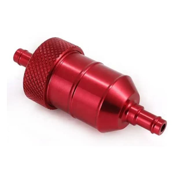 Filtro Gasolina Universal Esportivo moto Carburada Azul Vermelho Aluminio Cromado Preto Fan Titan 125 150 YBR Yes Bros