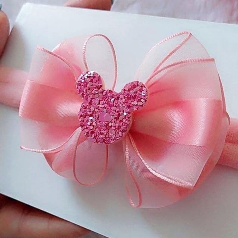 Faixa Bebê Tiara Bebê Laço Rosa Laço Luxo LaçoFesta