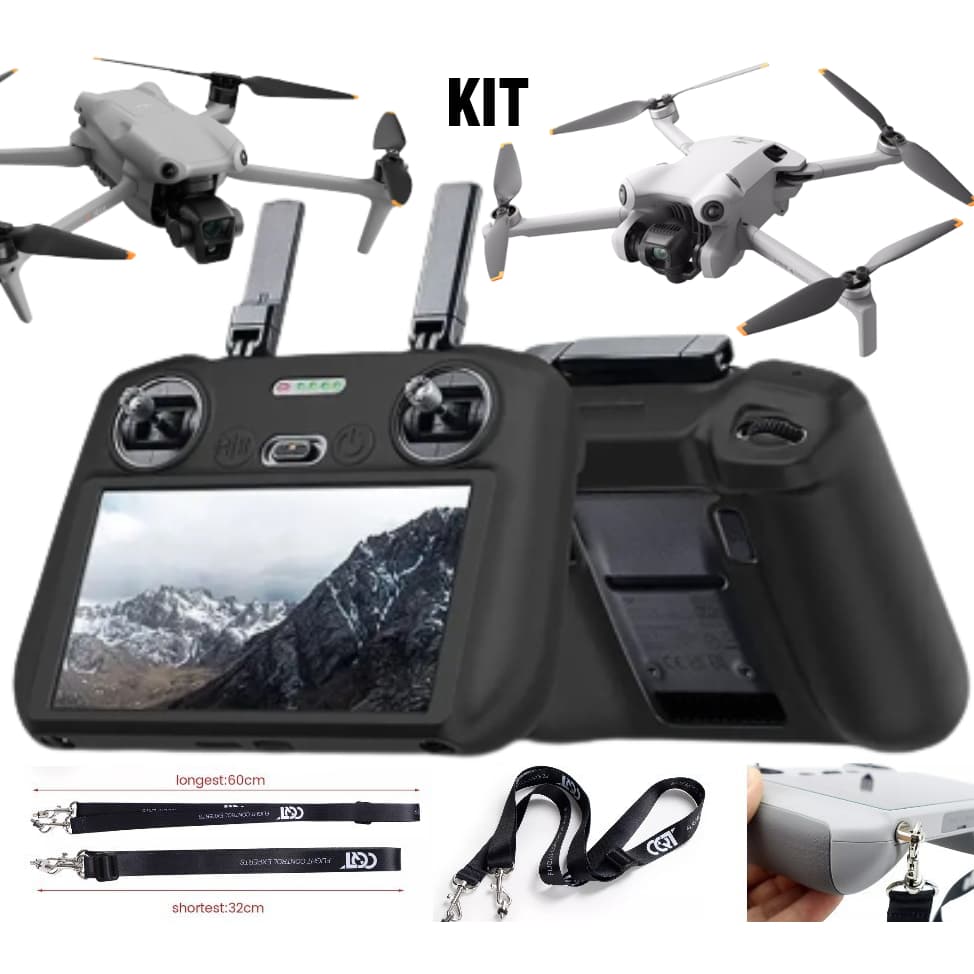 Kit 1 Capa Silicone+ 1 Alça Cordão Controle Remoto Dji RC2 Drones Mini4Pro Air3 Mini3PRO Mavic Air2s