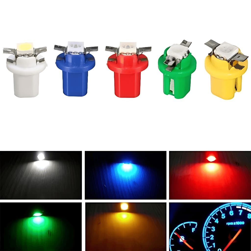 5 x Lâmpada led Automotiva T5 B8.5 w5w de Led Pinguinho soquete b8.5 Led SMD 5050 Painel Carro Moto Universal