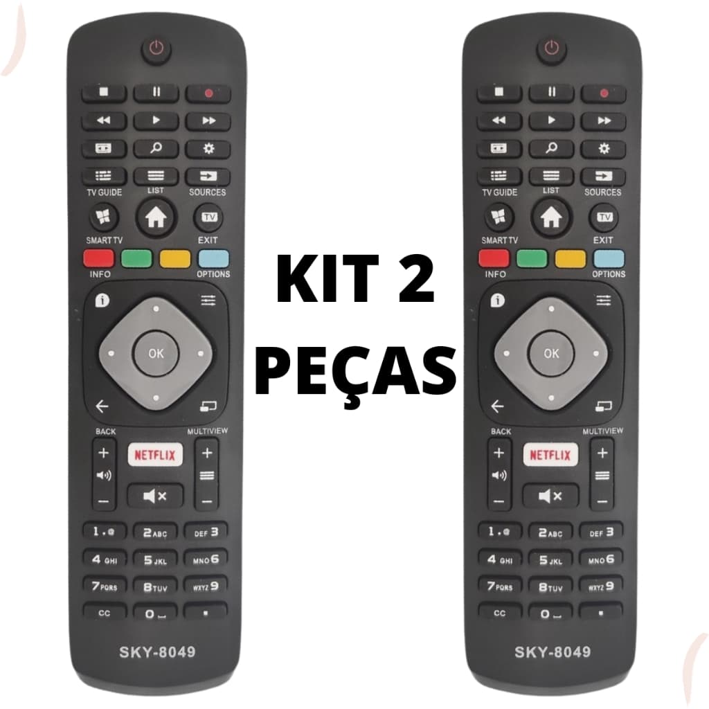 KIT 2 CONTROLE REMOTO COMPATÍVEL TV Philips Smart  Lcd Led Tecla Netflix