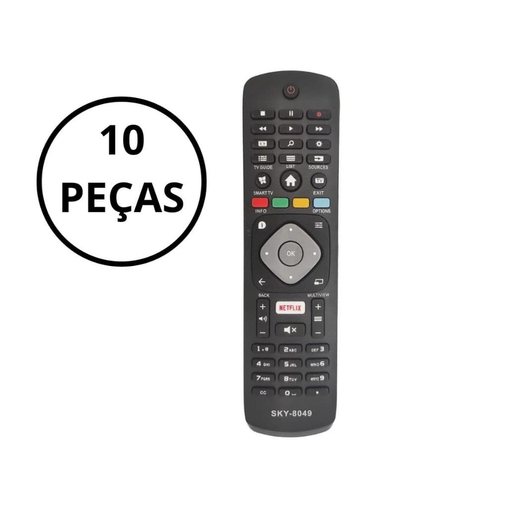 KIT 10 CONTROLE REMOTO PARA TV Philips Lcd Led Smart Tecla Netflix