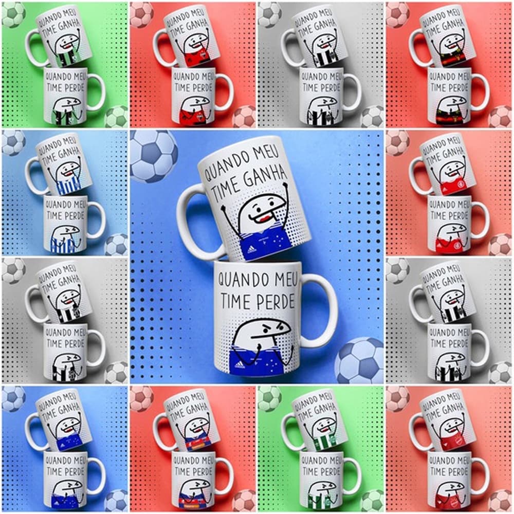 Caneca Flork Torcedor Vários Times - Porcelana 325 ML