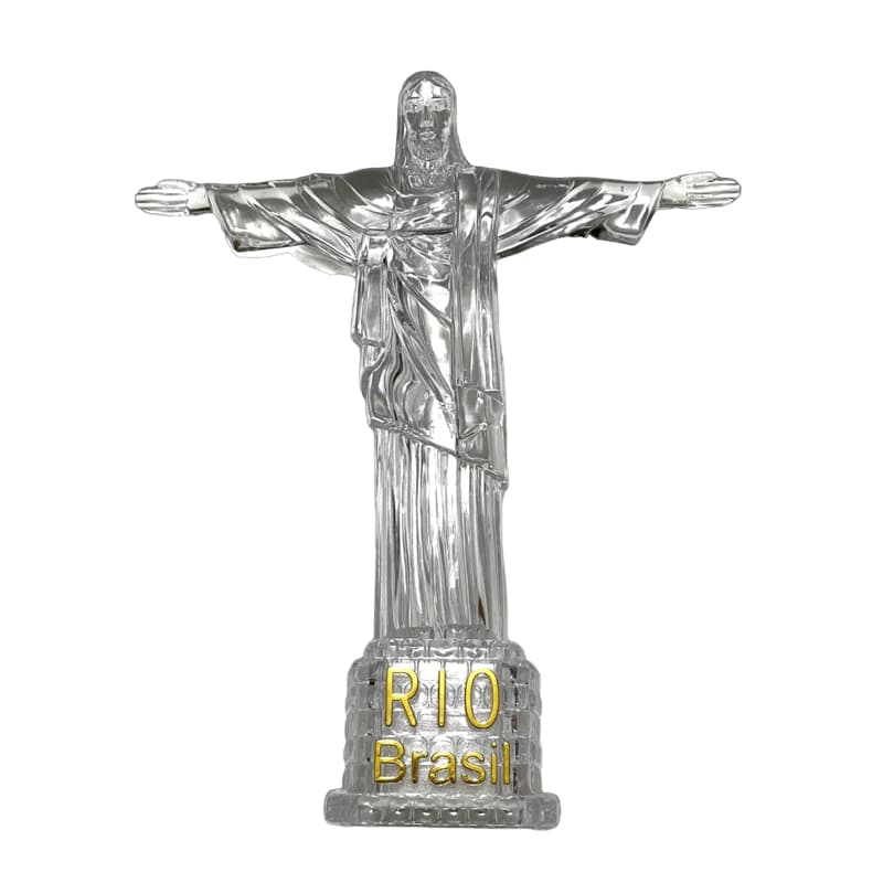 Cristo Redentor Decorativo Grande 21cm Lampiã Lembrança Acrílico Led Colorido Brilha Enfeite Estátua