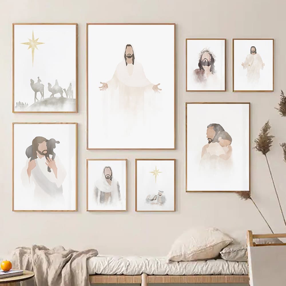 Quadro de Jesus Deus Abraço Christian Bíblia Religiosa Wall Art, Nordic, Print Wall Picture para Sala Decoração