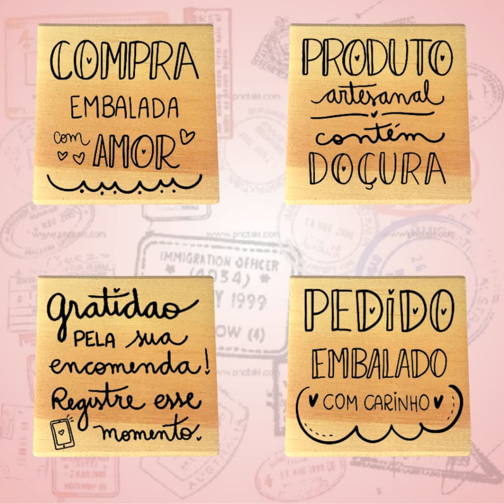 Carimbo de GRATIDÃO  E AGRADECIMENTO de madeira
