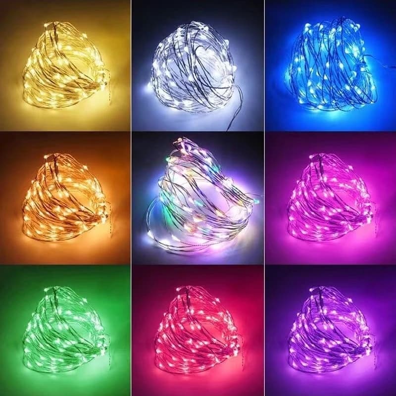 KIT 15 UNIDADES Fio Fada Prata Cordão Luz Cores Natal 3m 30 Leds Pilha Promoção