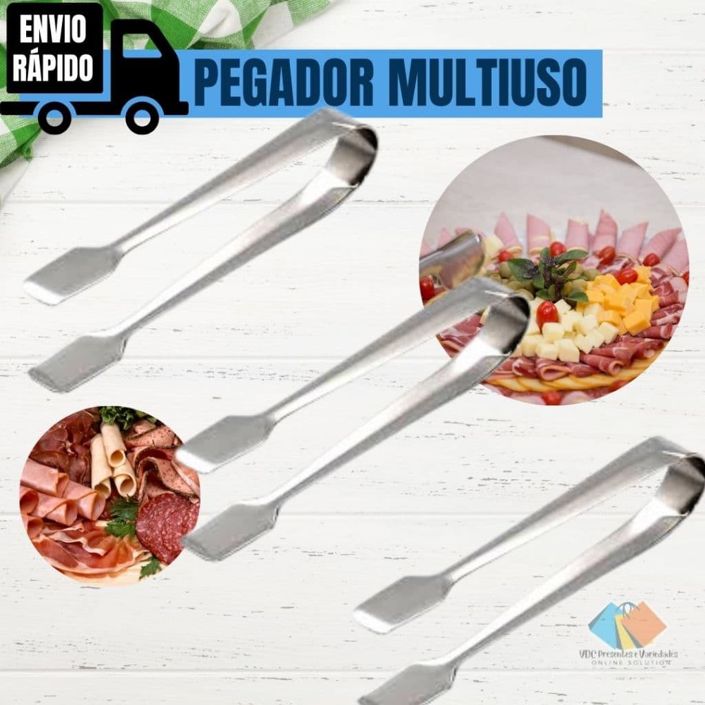 Pegador Multiuso Pegadores Em Inox Para Frios Saladas Doces Gelo Pinça Salgados Lanches Original