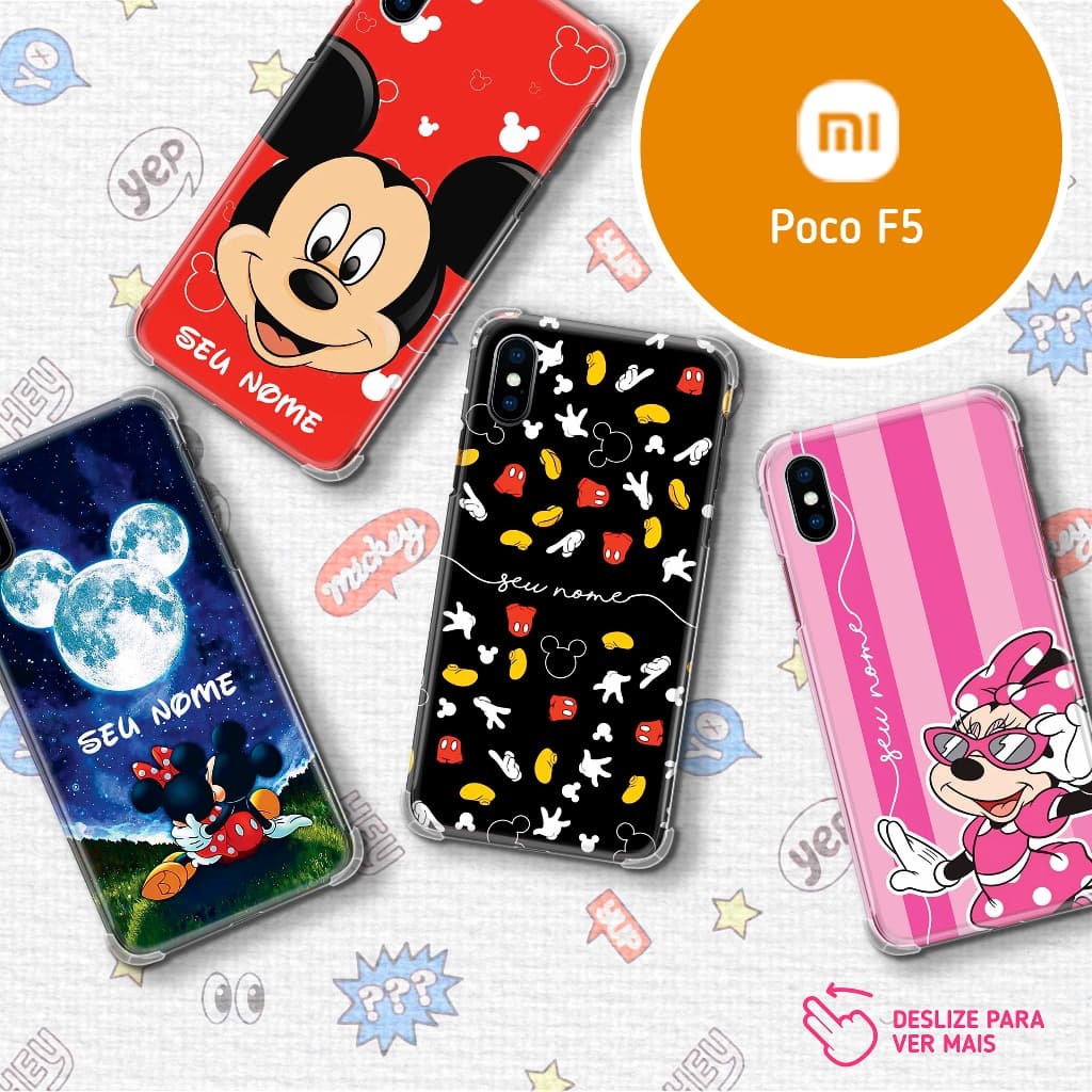 Capa Capinha - Xiaomi Poco F5 - Mickey e Minnie Disney Personalizada com Nome