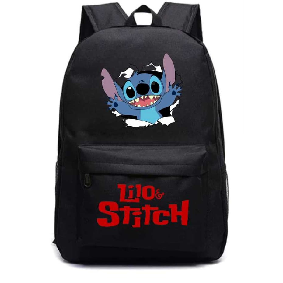 Mochila Lilo e Stich bolsa escolar preto Muchila grande liro stitch Mochila passeio