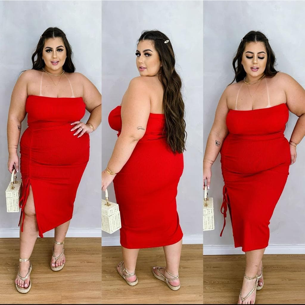 Vestido Ariel Plus Size Tomara que Caia Vermelho C/FENDA