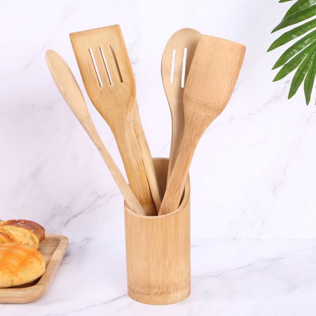 Kit 5 Utensílio de Cozinha Bambu Casa